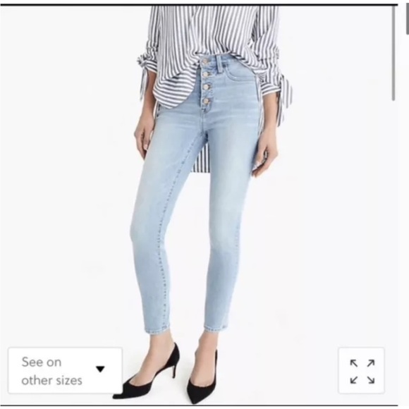 NWOT J.CREW jeans size 29 blue 9” high-rise toothpick denim button fly - Picture 2 of 8